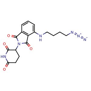 Chemical structure of 4-((4-azidobutyl)amino)-2-(2,6-dioxopiperidin-3-yl)isoindoline-1,3-dione , CAS 2758431-96-6, AChemBlock V157298