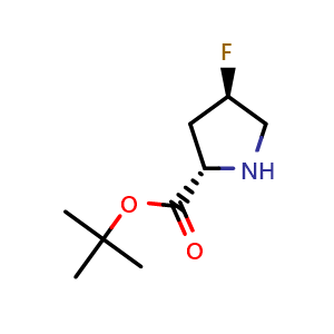 Chemical structure of tert-butyl (2S,4R)-4-fluoropyrrolidine-2-carboxylate , CAS 1916479-73-6, AChemBlock V157320