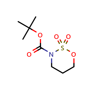 Chemical structure of tert-butyl 1,2,3-oxathiazinane-3-carboxylate 2,2-dioxide , CAS 521267-18-5, AChemBlock V157338