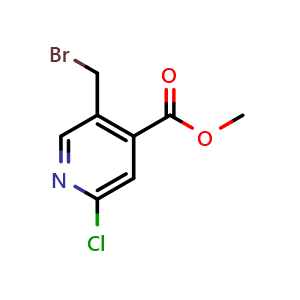 Chemical structure of methyl 5-(bromomethyl)-2-chloroisonicotinate , CAS 1260671-90-6, AChemBlock V157374
