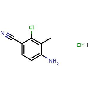 Chemical structure of 4-amino-2-chloro-3-methylbenzonitrile hydrochloride , CAS 864361-78-4, AChemBlock V157376