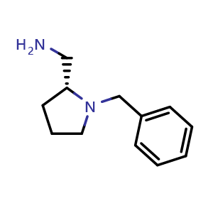 Chemical structure of (R)-(1-benzylpyrrolidin-2-yl)methanamine , CAS 101540-53-8, AChemBlock V157398