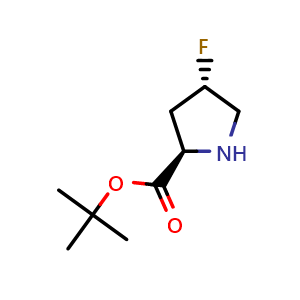 Chemical structure of tert-butyl (2R,4S)-4-fluoropyrrolidine-2-carboxylate , CAS 2380772-40-5, AChemBlock V157410