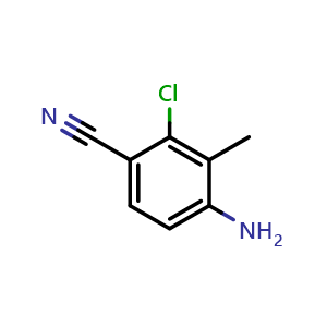 Chemical structure of 4-Amino-2-chloro-3-methylbenzonitrile , CAS 573768-09-9, AChemBlock V157439