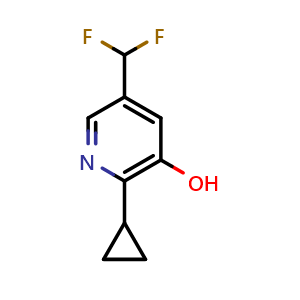 Chemical structure of 2-cyclopropyl-5-(difluoromethyl)pyridin-3-ol , AChemBlock V157471
