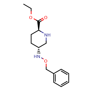 Chemical structure of (2S,5R)-Ethyl 5-((benzyloxy)amino)piperidine-2-carboxylate , CAS 1416134-47-8, AChemBlock W157500
