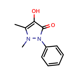 Chemical structure of 4-Hydroxyantipyrine , CAS 1672-63-5, AChemBlock W157541