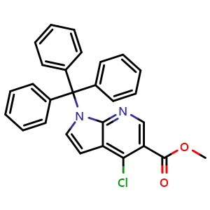 Chemical structure of Methyl 4-chloro-1-trityl-1H-pyrrolo[2,3-b]pyridine-5-carboxylate , CAS 2436537-65-2, AChemBlock W157558