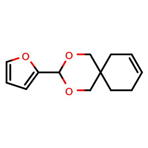Chemical structure of 3-(Furan-2-yl)-2,4-dioxaspiro[5 5]undec-8-ene , CAS 80499-32-7, AChemBlock W157583