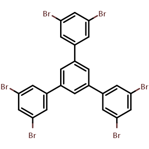 Chemical structure of 3,3'',5,5''-Tetrabromo-5'-(3,5-dibromophenyl)-1,1':3',1''-terphenyl , CAS 29102-67-8, AChemBlock W157597