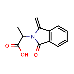 Chemical structure of 1,3-Dihydro-alpha-methyl-1-methylene-3-oxo-2H-isoindole-2-acetic acid , CAS 62100-29-2, AChemBlock W157613