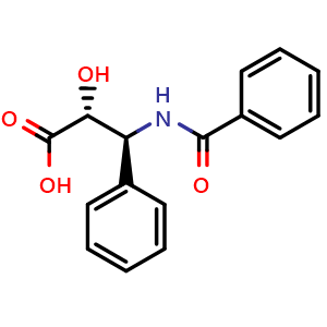 Chemical structure of N-Benzoyl-(2R,3S)-3-phenylisoserine , CAS 132201-33-3, AChemBlock W157623