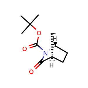 Chemical structure of tert-butyl (1S,4R)-3-oxo-2-azabicyclo[2 2 1]heptane-2-carboxylate , CAS 204913-00-8, AChemBlock W157626