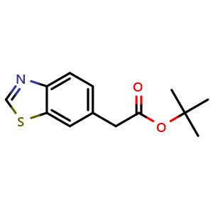 Chemical structure of tert-butyl 2-(benzo[d]thiazol-6-yl)acetate , CAS 2436537-66-3, AChemBlock W157635