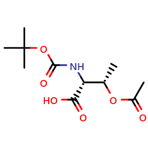Chemical structure of (2R,3S)-3-Acetoxy-2-((tert-butoxycarbonyl)amino)butanoic acid , CAS 2380732-36-3, AChemBlock W157646