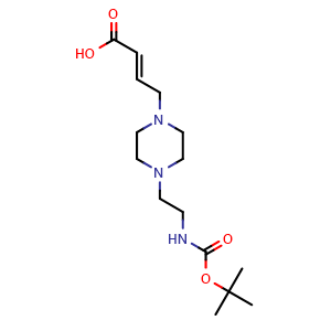 Chemical structure of 2-Butenoic acid, 4-[4-[2-[[(1,1-dimethylethoxy)carbonyl]amino]ethyl]-1-piperazinyl]- , CAS 1022150-13-5, AChemBlock W157685