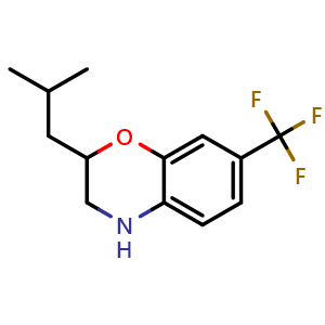 Chemical structure of 2-Isobutyl-7-(trifluoromethyl)-3,4-dihydro-2H-benzo[b][1,4]oxazine , CAS 1807594-65-5, AChemBlock W157732