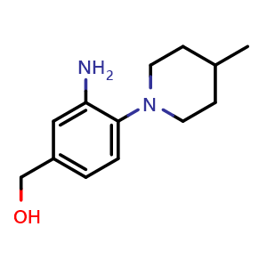Chemical structure of (3-Amino-4-(4-methylpiperidin-1-yl)phenyl)methanol , CAS 1158544-22-9, AChemBlock W157739