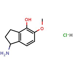 Chemical structure of 1-Amino-5-methoxy-2,3-dihydro-1H-inden-4-ol hydrochloride , CAS 168903-12-6, AChemBlock W157783