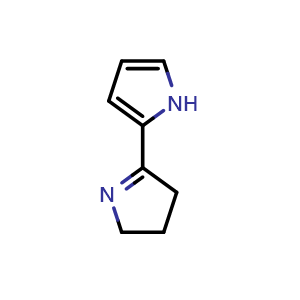 Chemical structure of 2-(3,4-Dihydro-2H-pyrrol-5-yl)pyrrole , CAS 10087-65-7, AChemBlock W157784