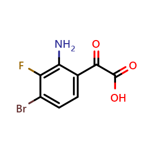 Chemical structure of 2-(2-Amino-4-bromo-3-fluorophenyl)-2-oxoacetic acid , CAS 2384724-24-5, AChemBlock W157785