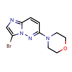 Chemical structure of 4-(3-Bromoimidazo[1,2-b]pyridazin-6-yl)morpholine , CAS 1012343-72-4, AChemBlock W157788