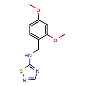 Chemical structure of N-(2,4-Dimethoxybenzyl)-1,2,4-thiadiazol-5-amine , CAS 1063733-41-4, AChemBlock W157793