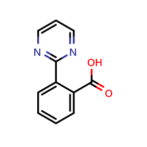 Chemical structure of 2-(Pyrimidin-2-yl)benzoic acid , CAS 400892-62-8, AChemBlock W157795