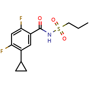 Chemical structure of 5-Cyclopropyl-2,4-difluoro-N-(propylsulfonyl)benzamide , CAS 2448152-75-6, AChemBlock W157801