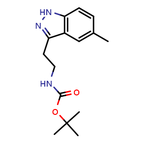 Chemical structure of tert-Butyl (2-(5-methyl-1H-indazol-3-yl)ethyl)carbamate , CAS 1956370-87-8, AChemBlock W157803