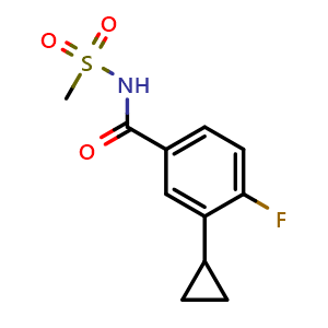 Chemical structure of 3-Cyclopropyl-4-fluoro-N-(methylsulfonyl)benzamide , CAS 2444046-32-4, AChemBlock W157819