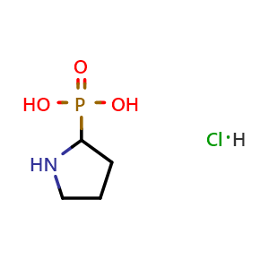 Chemical structure of Pyrrolidin-2-ylphosphonic acid hydrochloride , CAS 2448267-96-5, AChemBlock W157824