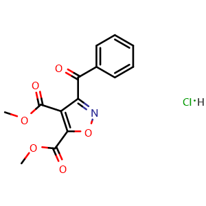 Chemical structure of Dimethyl 3-benzoylisoxazole-4,5-dicarboxylate hydrochloride , CAS 2448152-60-9, AChemBlock W157825