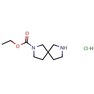 Chemical structure of Ethyl 2,7-diazaspiro[4 4]nonane-2-carboxylate hydrochloride , CAS 2448152-53-0, AChemBlock W157828
