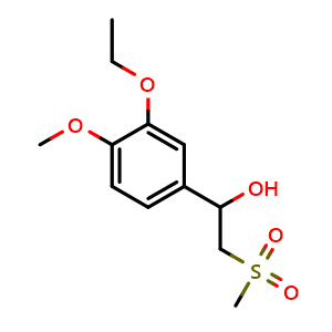 Chemical structure of 1-(3-Ethoxy-4-methoxyphenyl)-2-(methylsulfonyl)ethanol , CAS 2055542-18-0, AChemBlock W157864