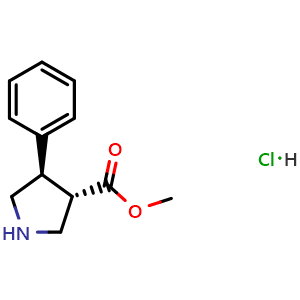 Chemical structure of Methyl (3S,4R)-4-phenylpyrrolidine-3-carboxylate hydrochloride , CAS 2059917-87-0, AChemBlock W157865