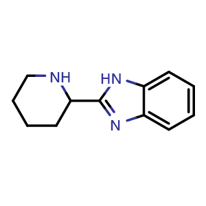 Chemical structure of 2-(Piperidin-2-yl)-1H-benzo[d]imidazole , CAS 51785-23-0, AChemBlock W157868