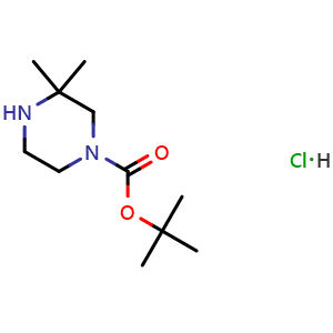 Chemical structure of tert-Butyl 3,3-dimethylpiperazine-1-carboxylate hydrochloride , CAS 1187931-03-8, AChemBlock W157870