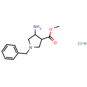Chemical structure of Methyl 4-amino-1-benzylpyrrolidine-3-carboxylate hydrochloride , CAS 1801292-60-3, AChemBlock W157875