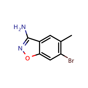 Chemical structure of 6-Bromo-5-methylbenzo[d]isoxazol-3-amine , CAS 2385483-19-0, AChemBlock W157889