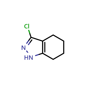 Chemical structure of 3-Chloro-4,5,6,7-tetrahydro-1H-indazole , CAS 1626336-97-7, AChemBlock W157894