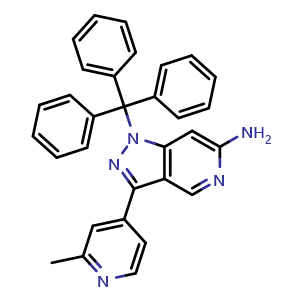 Chemical structure of 3-(2-Methylpyridin-4-yl)-1-trityl-1H-pyrazolo[4,3-c]pyridin-6-amine , CAS 1431719-90-2, AChemBlock W157902