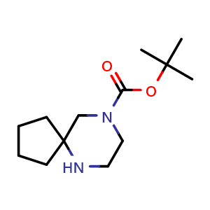 Chemical structure of tert-Butyl 6,9-diazaspiro[4 5]decane-9-carboxylate , CAS 886766-37-6, AChemBlock W157907