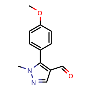Chemical structure of 5-(4-Methoxyphenyl)-1-methyl-1H-pyrazole-4-carbaldehyde , CAS 689250-54-2, AChemBlock W157910