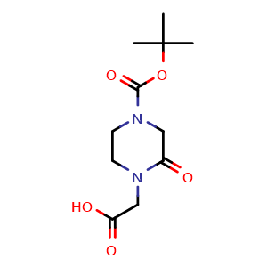 Chemical structure of 2-(4-(tert-Butoxycarbonyl)-2-oxopiperazin-1-yl)acetic acid , CAS 549506-47-0, AChemBlock W157915