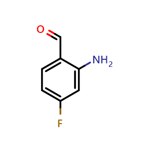 Chemical structure of 2-Amino-4-fluorobenzaldehyde , CAS 152367-89-0, AChemBlock W157920