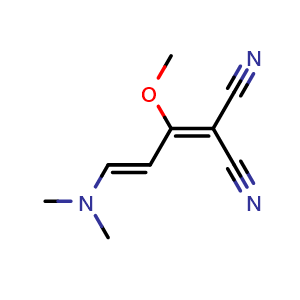 Chemical structure of 2-[3-(Dimethylamino)-1-methoxyprop-2-enylidene]propanedinitrile , CAS 95689-38-6, AChemBlock W157928