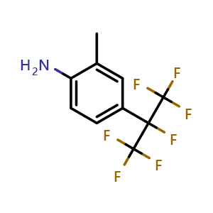 Chemical structure of 4-(1,1,1,2,3,3,3-Heptafluoropropan-2-yl)-2-methylaniline , CAS 238098-26-5, AChemBlock W157931