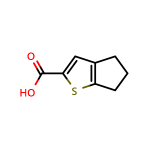 Chemical structure of 5,6-Dihydro-4H-cyclopenta[b]thiophene-2-carboxylic acid , CAS 40133-06-0, AChemBlock W157941