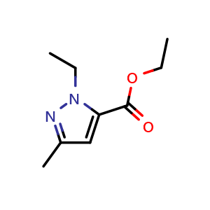 Chemical structure of Ethyl 2-ethyl-5-methylpyrazole-3-carboxylate , CAS 50920-64-4, AChemBlock W157957